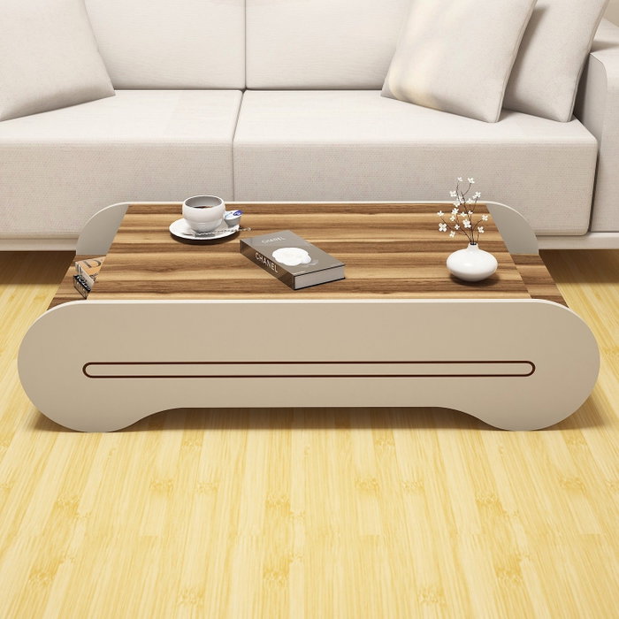 Hanah Home Mesa de Centro Nogal y Crema